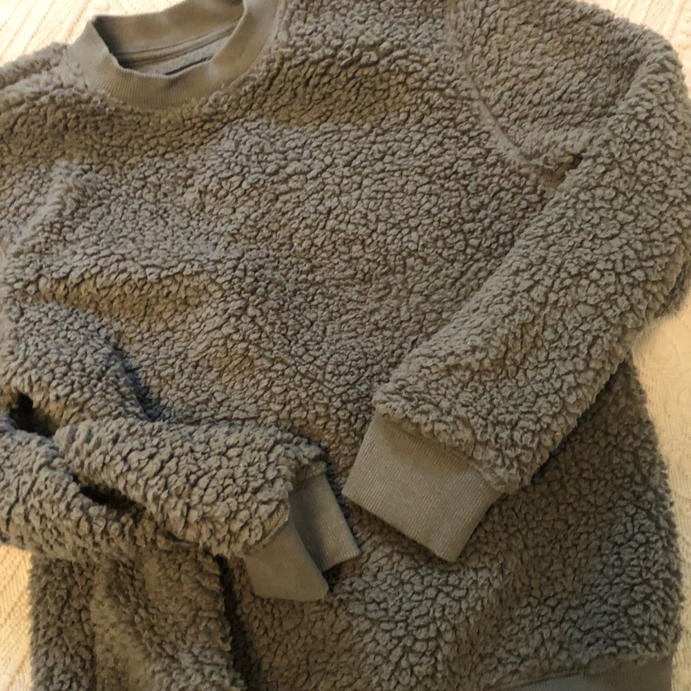 Cozy Grey Kids Sherpa Sweatshirt- Treasure & Bond